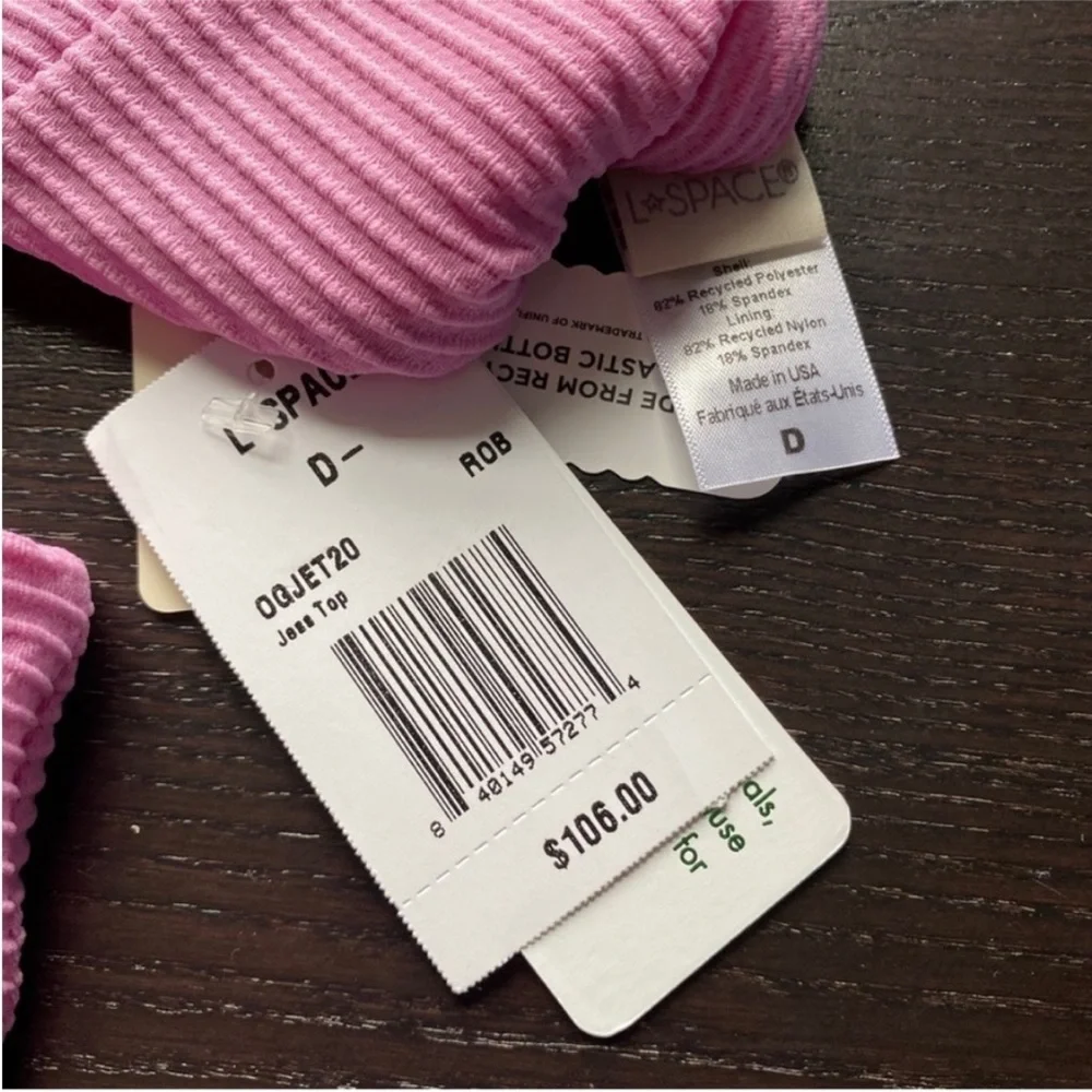 NWT Revolve L*space Jess Bikini Top in Rosebud (Light/Barbie Pink)
